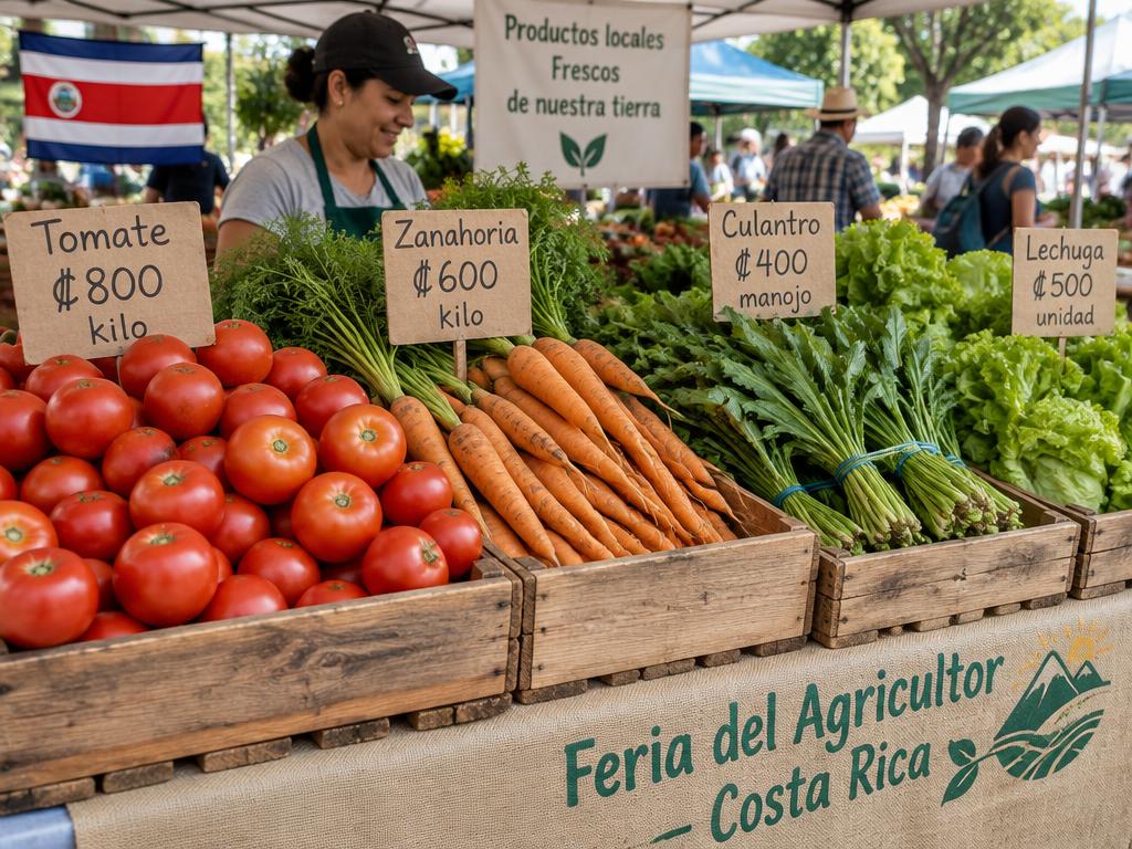 Puesto de feria del agricultor con hortalizas